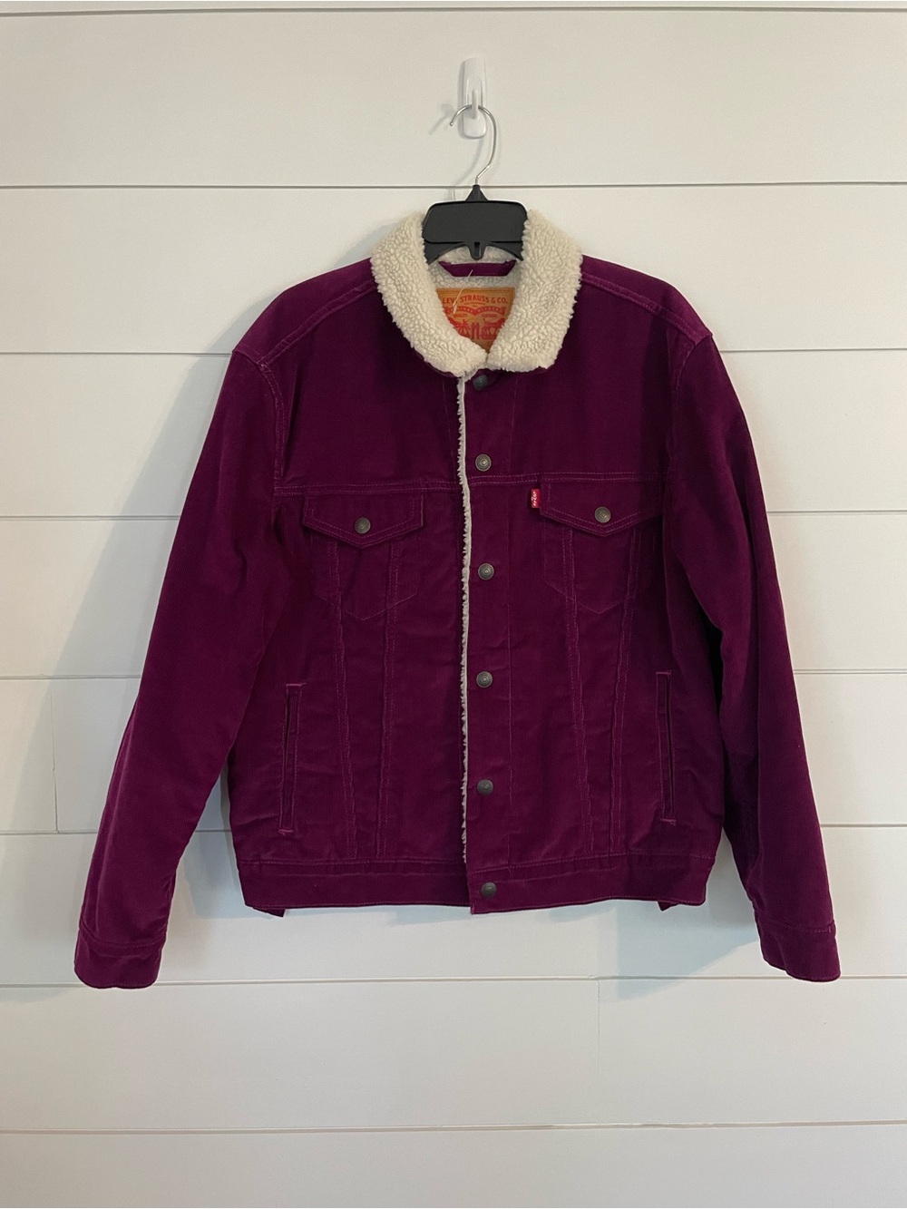 Men's Sherpa-Lined Corduroy Jacket - Deep Plum